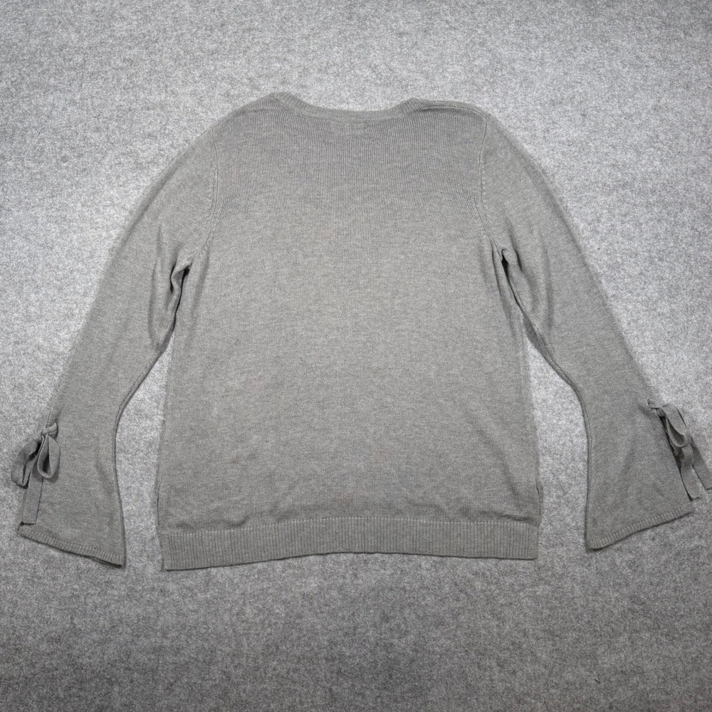 Mossimo Sweater Womens XXL Gray EUC Cashmere Blend Bell Sleeve Tie Cuff Knit - Picture 3 of 11